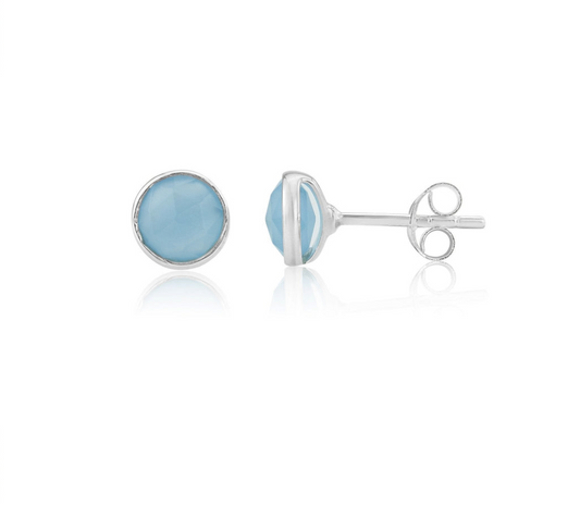 Savanne Sterling Silver & Blue Chalcedony Stud Earrings
