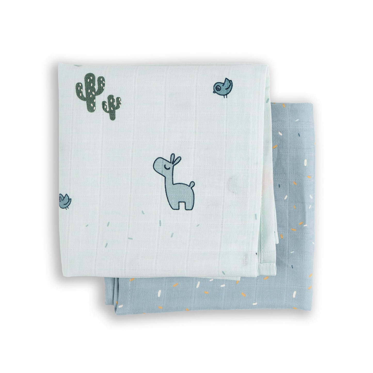 Swaddle Blankets | 2-Pack - Blue Cute Llama