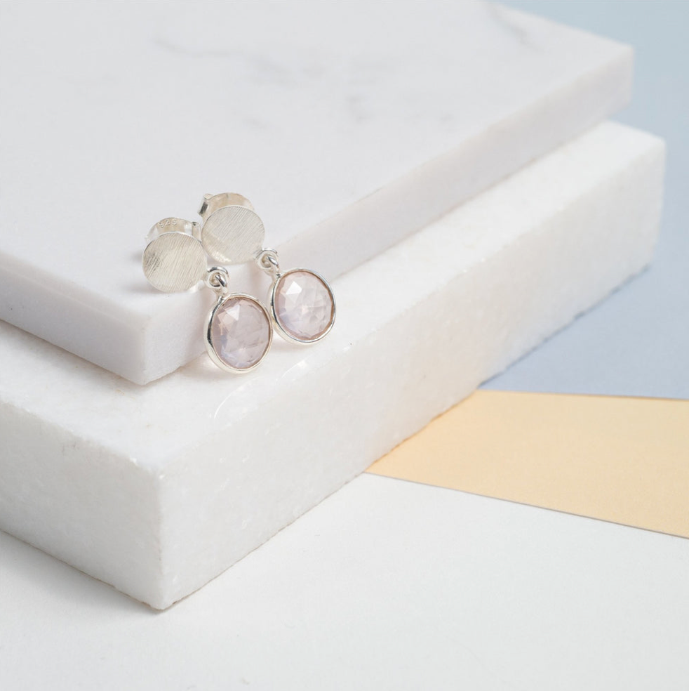 Sterling Silver & Rose Quartz Earrings