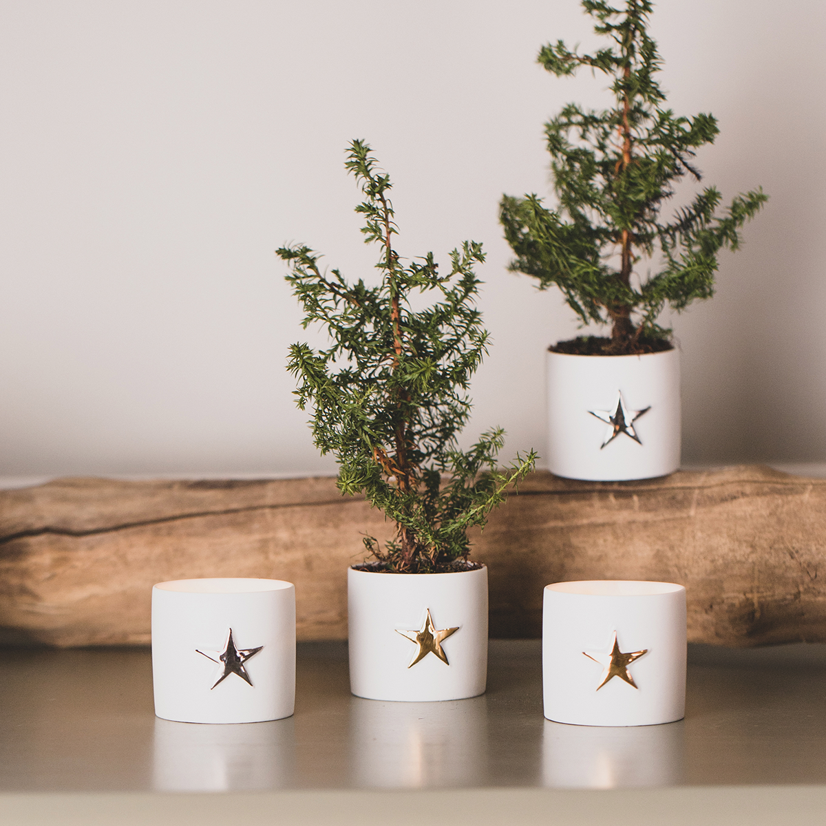 Star Tealight Holders - Set of 2 | Gold or Silver