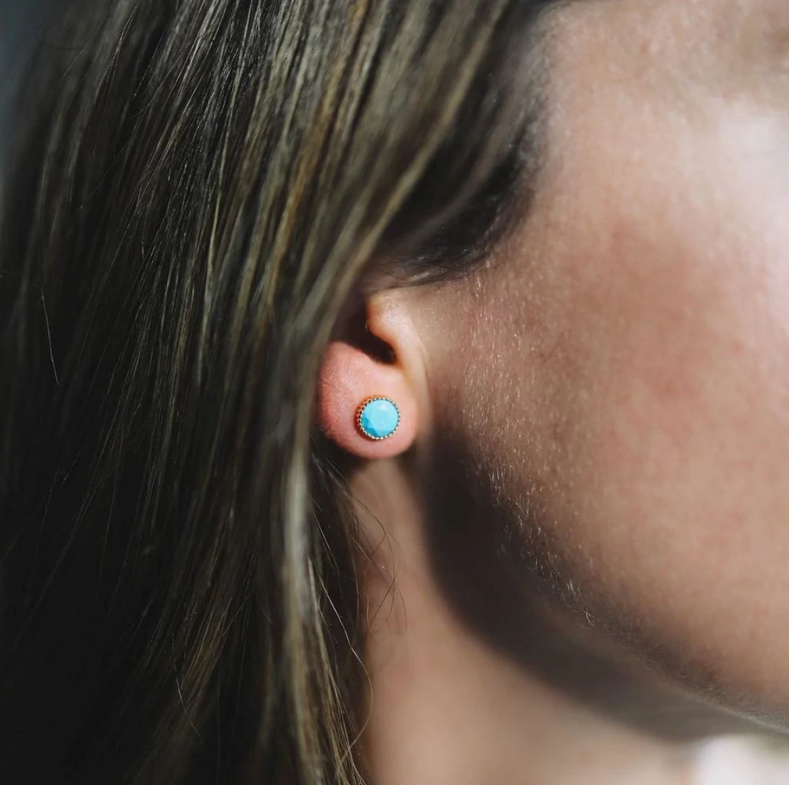 Turquoise December Birthstone Stud Earrings